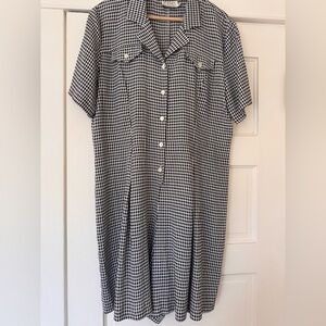 Vintage CDC Gingham Button-Front Romper Black & White Size L